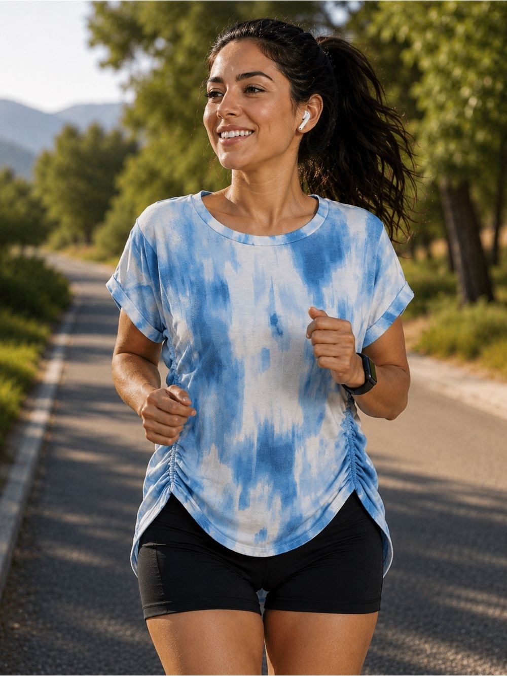 Old Navy Active Go-Dry Blue Tie-Dye Performance Top – Medium Tall